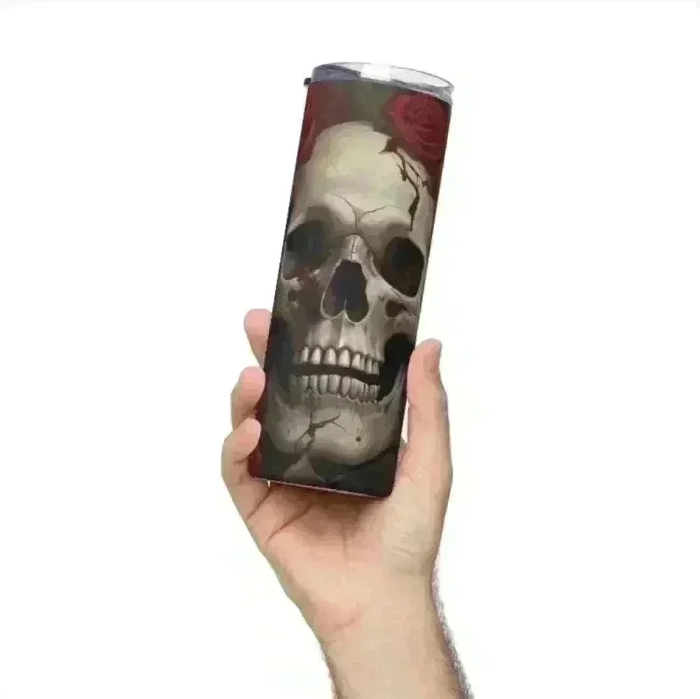 Skull roses 20 oz tumbler with straw